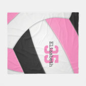 roze zwarte en witte volleybal op maat fleece deken (Voorkant (Horizontaal))