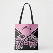 Roze, zwarte en witte vormgeving tote bag (Voorkant)