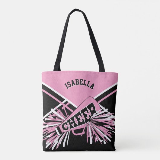 Roze, zwarte en witte vormgeving tote bag (Achterkant)