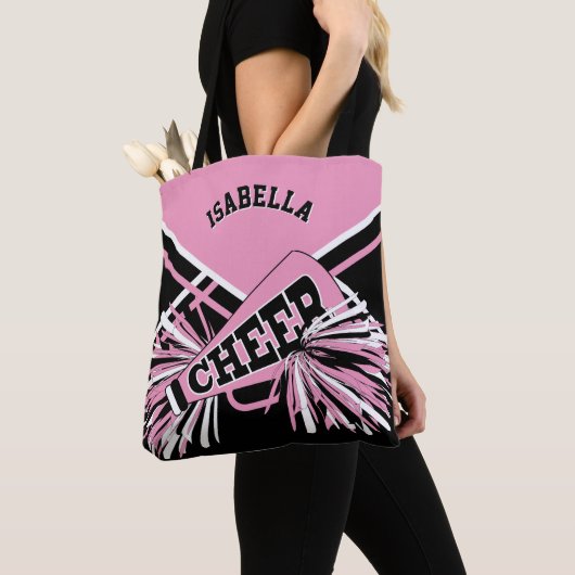 Roze, zwarte en witte vormgeving tote bag (Dichtbij)