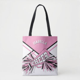 Roze, zwarte en witte vormgeving tote bag
