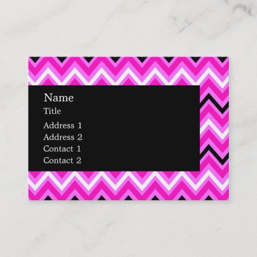 Roze, zwarte en witte zigzag visitekaartje (Voorkant)