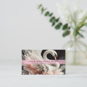 Roze zwarte en witte zwaan Visitekaartjes (Staand voorkant)