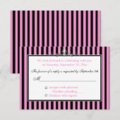 Roze, zwarte en zilver gestreepte Scroll-antwoordk Kaart (Voorkant / Achterkant)