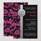 Roze, Zwarte, en Zilveren de Uitnodiging van het A (Voorkant / Achterkant)