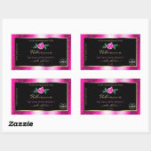Roze zwarte etiketten met roze Rozen Logo (Vel)