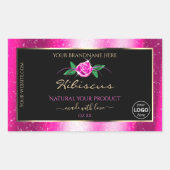 Roze zwarte etiketten met roze Rozen Logo (Voorkant)