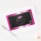 Roze zwarte etiketten met roze Rozen Logo (Envelop)