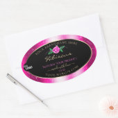 Roze zwarte etiketten met roze Rozen Logo (Envelop)