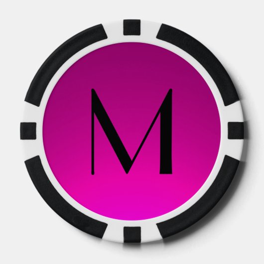 Roze zwarte fade monogram poker chips (Voorkant)