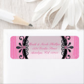 Roze & Zwarte Fancy Frame Feest Adreslabels Etiket (Insitu)