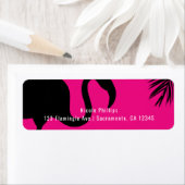 Roze & Zwarte Flamingo & Palm Boom Feest Uitnodigi Etiket (Insitu)