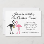 Roze Zwarte Flamingo's Kerstfeest Uitnodiging (Voorkant)