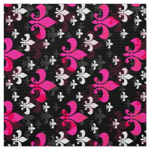 Roze Zwarte Fleur De Lis Stof