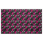 Roze Zwarte Fleur De Lis Stof (Fat Quarter)