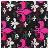Roze Zwarte Fleur De Lis Stof (Close Up)