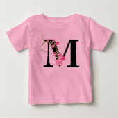 Roze/Zwarte Floral Monogram Tutu Bodysuit (Voorkant)