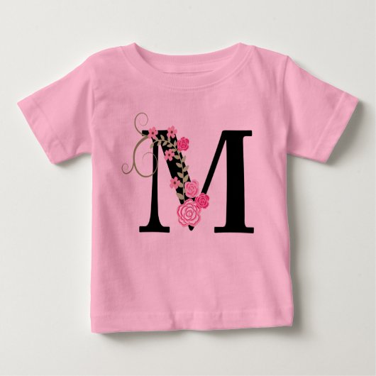 Roze/Zwarte Floral Monogram Tutu Bodysuit (Voorkant)