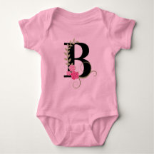 Roze/Zwarte Floral Monogram Tutu Bodysuit