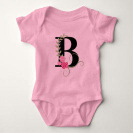 Roze/Zwarte Floral Monogram Tutu Bodysuit