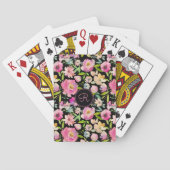 Roze zwarte Floral Waterverf Pokerkaarten (Achterkant)