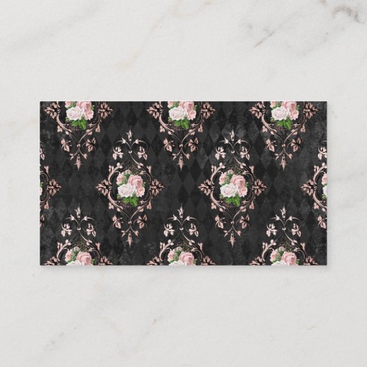 Roze zwarte florelegante halfglanssector visitekaartje (Achterkant)