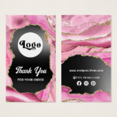 Roze zwarte folie bijsluiter visitekaartje (Voorkant /achterkant)