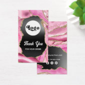 Roze zwarte folie bijsluiter visitekaartje (Bureau)