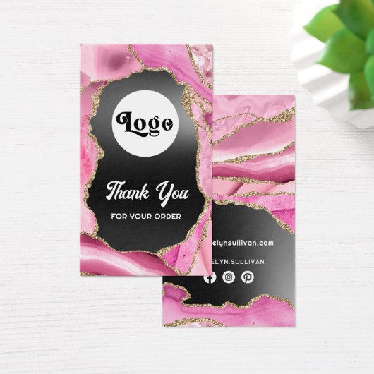 Roze zwarte folie bijsluiter visitekaartje (Bureau)