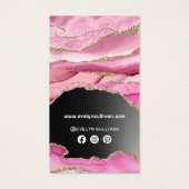 Roze zwarte folie bijsluiter visitekaartje (Achterkant)