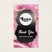 Roze zwarte folie bijsluiter visitekaartje (Voorkant)