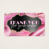 Roze zwarte folie-kortingskaart visitekaartje (Voorkant)