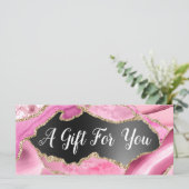 Roze zwarte Folie met roze gekleurd cadeaubon (Staand voorkant)