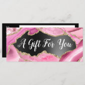 Roze zwarte Folie met roze gekleurd cadeaubon (Voorkant / Achterkant)