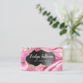 Roze zwarte Folie visitekaartje roze roze getijden (Staand voorkant)