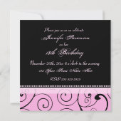 Roze zwarte foto 18e verjaardag van uitnodigingen  (Achterkant)