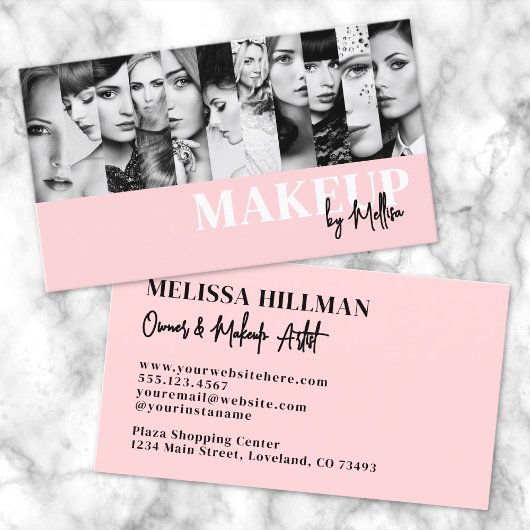 Roze Zwarte Foto Make-up Visitekaartje