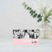 Roze Zwarte Foto Make-up Visitekaartje (Staand voorkant)