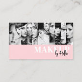 Roze Zwarte Foto Make-up Visitekaartje (Voorkant)