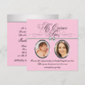 Roze Zwarte Foto Quinceanera Kaart (Voorkant / Achterkant)