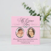 Roze Zwarte Foto Quinceanera Kaart (Staand voorkant)