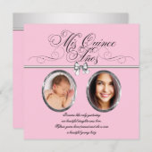 Roze Zwarte Foto Quinceanera Kaart (Voorkant / Achterkant)