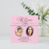 Roze Zwarte Foto Quinceanera Kaart (Staand voorkant)