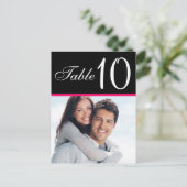 Roze Zwarte Foto Trouwtafel Nummer Kaarten (Staand voorkant)