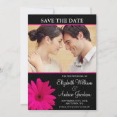 Roze zwarte foto van Daisy Save the Date (Voorkant)