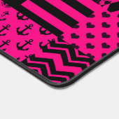 Roze Zwarte Gemengde Patchwork Ontwerp Bureaumat (Hoek)