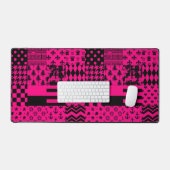 Roze Zwarte Gemengde Patchwork Ontwerp Bureaumat (Keyboard & Muis)