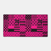 Roze Zwarte Gemengde Patchwork Ontwerp Bureaumat (Voorkant)