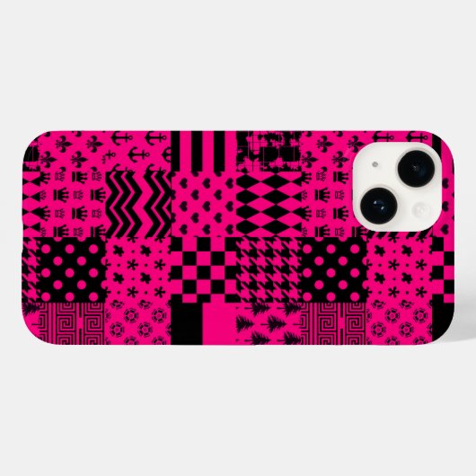 Roze Zwarte Gemengde Patchwork Ontwerp Case-Mate iPhone Case (Achterkant (horizontaal))