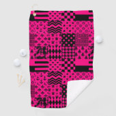 Roze Zwarte Gemengde Patchwork Ontwerp Golfhanddoek (Insitu)